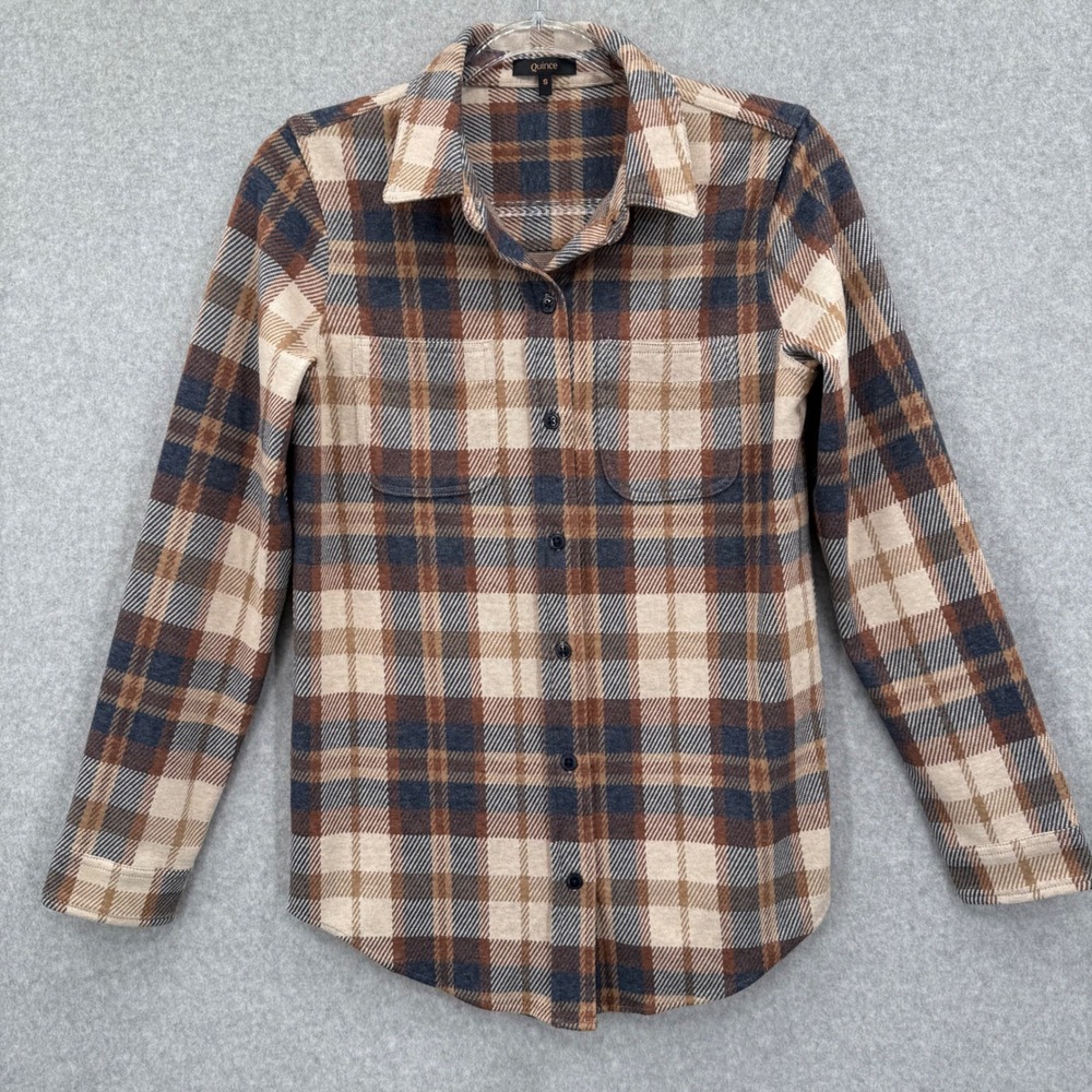 Quince Stretch Sweater Fleece Shirt Long Sleeve Button Up Casual Top Small